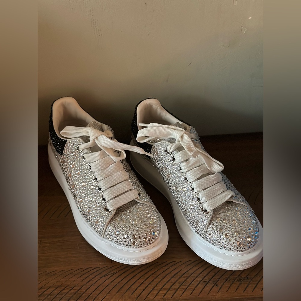 Alexander McQueen Sparkling Silver and Black Sneakers - Picture 5 of 6